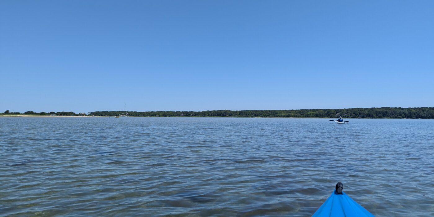 View across Lake Tashmoo from kayak