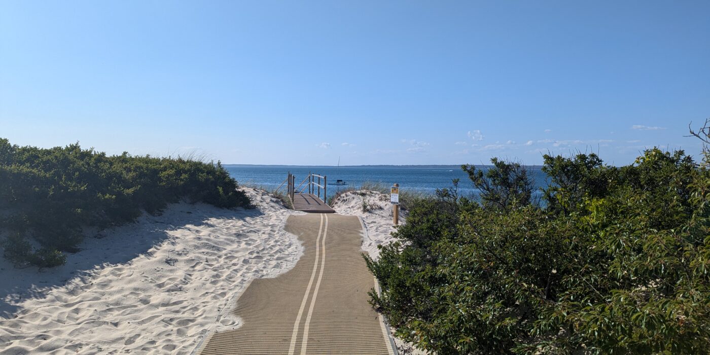 Path over sand dune to James Pond beach